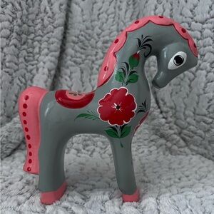 Gray and Pink Decorative Horse Figurine